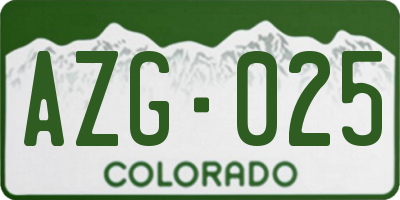 CO license plate AZG025