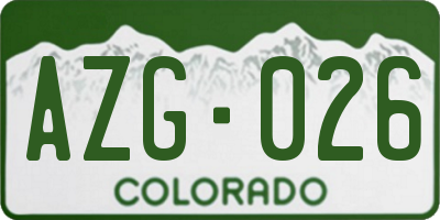 CO license plate AZG026
