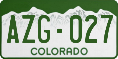 CO license plate AZG027