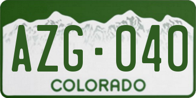 CO license plate AZG040
