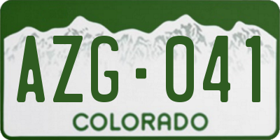 CO license plate AZG041