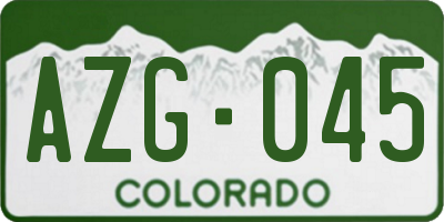 CO license plate AZG045