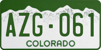 CO license plate AZG061