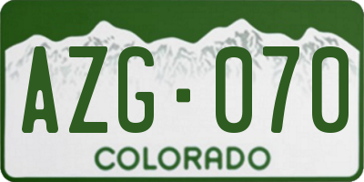 CO license plate AZG070