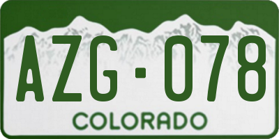 CO license plate AZG078