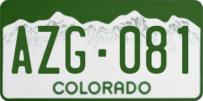CO license plate AZG081