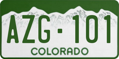 CO license plate AZG101