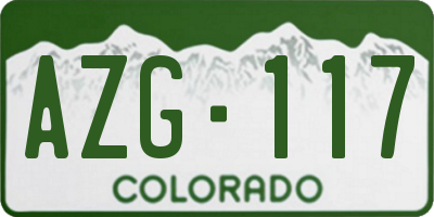 CO license plate AZG117