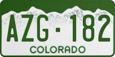 CO license plate AZG182