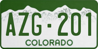 CO license plate AZG201