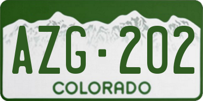CO license plate AZG202