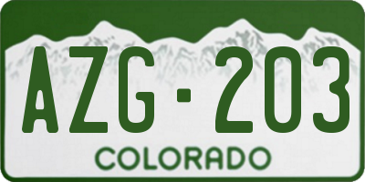 CO license plate AZG203