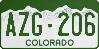 CO license plate AZG206