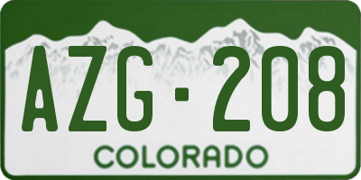 CO license plate AZG208