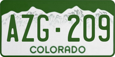 CO license plate AZG209