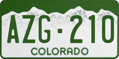 CO license plate AZG210