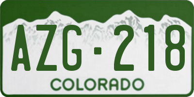 CO license plate AZG218