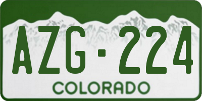CO license plate AZG224