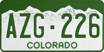 CO license plate AZG226