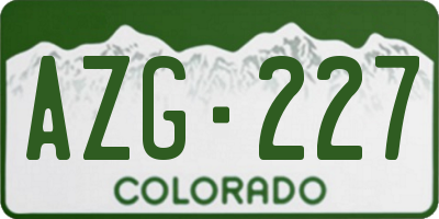 CO license plate AZG227
