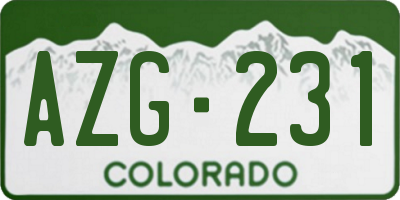 CO license plate AZG231