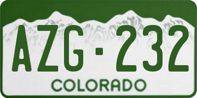 CO license plate AZG232