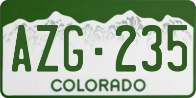 CO license plate AZG235