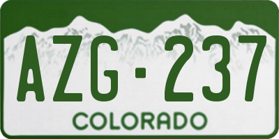 CO license plate AZG237