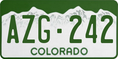 CO license plate AZG242