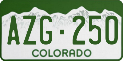 CO license plate AZG250