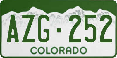 CO license plate AZG252