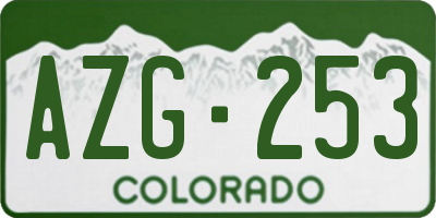 CO license plate AZG253