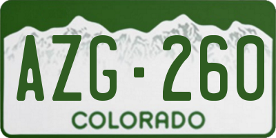 CO license plate AZG260