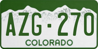 CO license plate AZG270