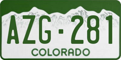 CO license plate AZG281