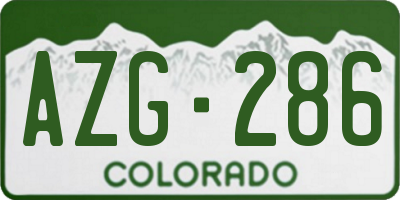 CO license plate AZG286