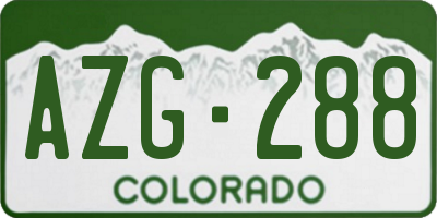 CO license plate AZG288