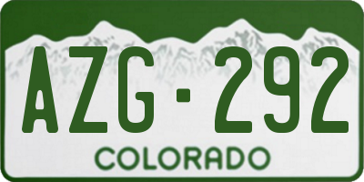 CO license plate AZG292