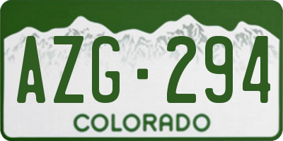 CO license plate AZG294