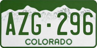 CO license plate AZG296