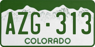 CO license plate AZG313