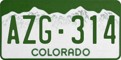 CO license plate AZG314