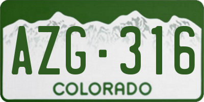 CO license plate AZG316