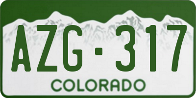 CO license plate AZG317