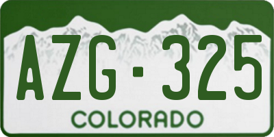 CO license plate AZG325