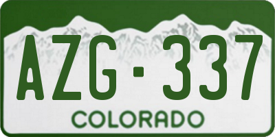 CO license plate AZG337