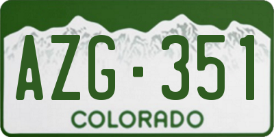 CO license plate AZG351