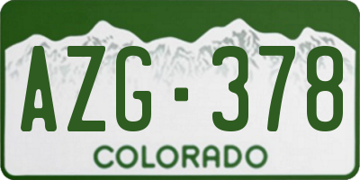 CO license plate AZG378