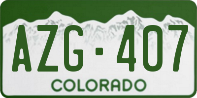 CO license plate AZG407