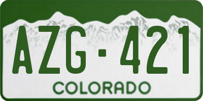 CO license plate AZG421